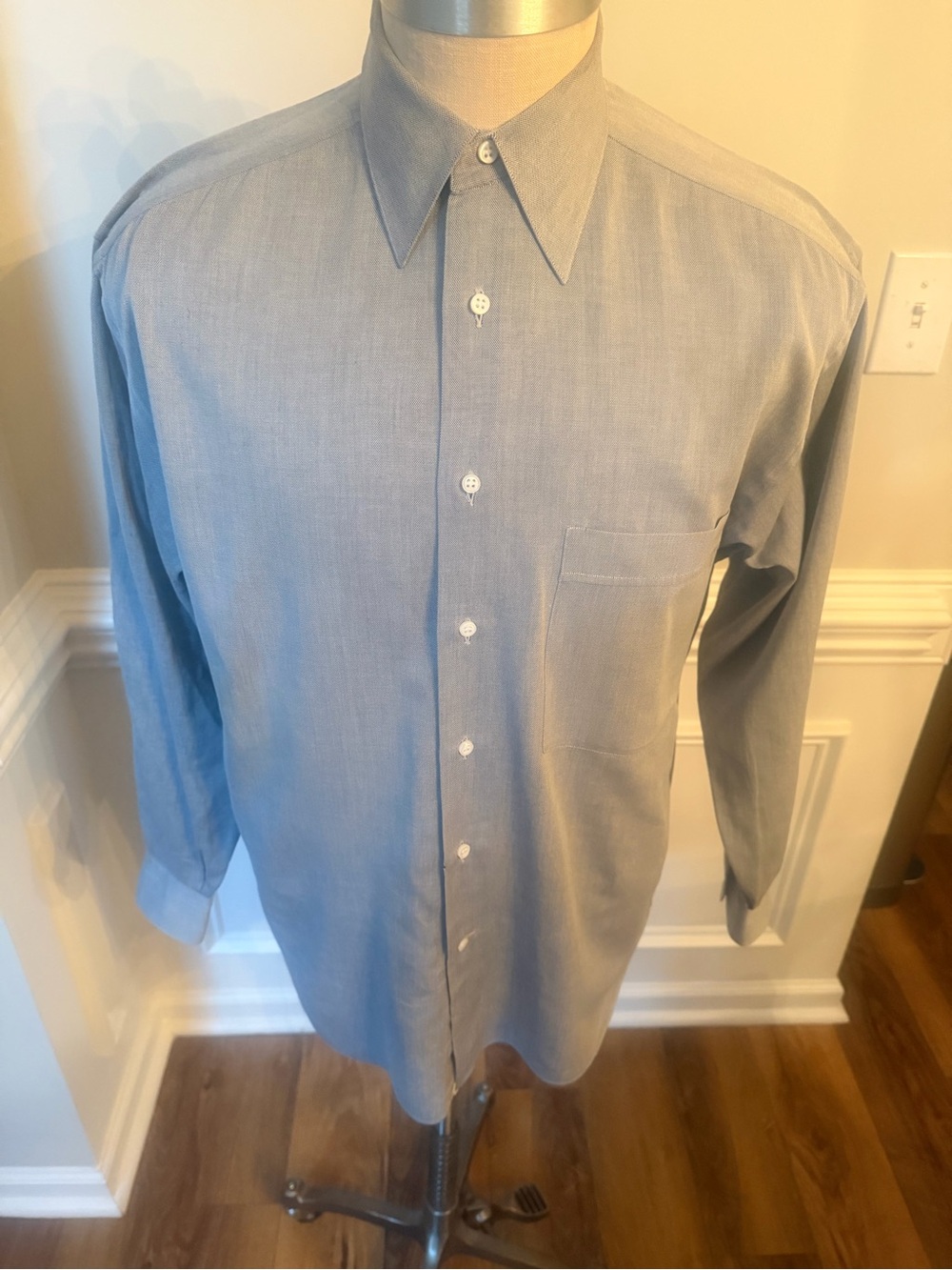 Men's LORENZINI Italian Classic Light Blue Long-Sleeve Dress Shirt(128)